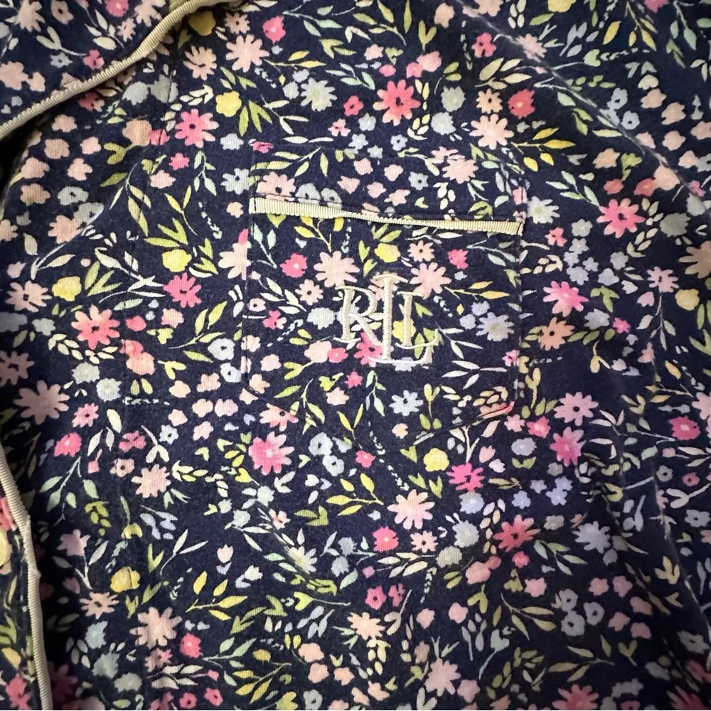 Lauren Ralph Lauren Floral 2 piece short sleeve Pajama Set with LRL monogram XL - Picture 3 of 9